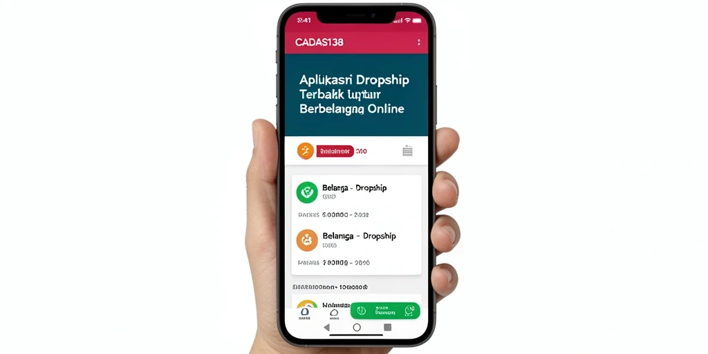 Tampilan antarmuka aplikasi CADAS138 dengan berbagai fitur dropship.