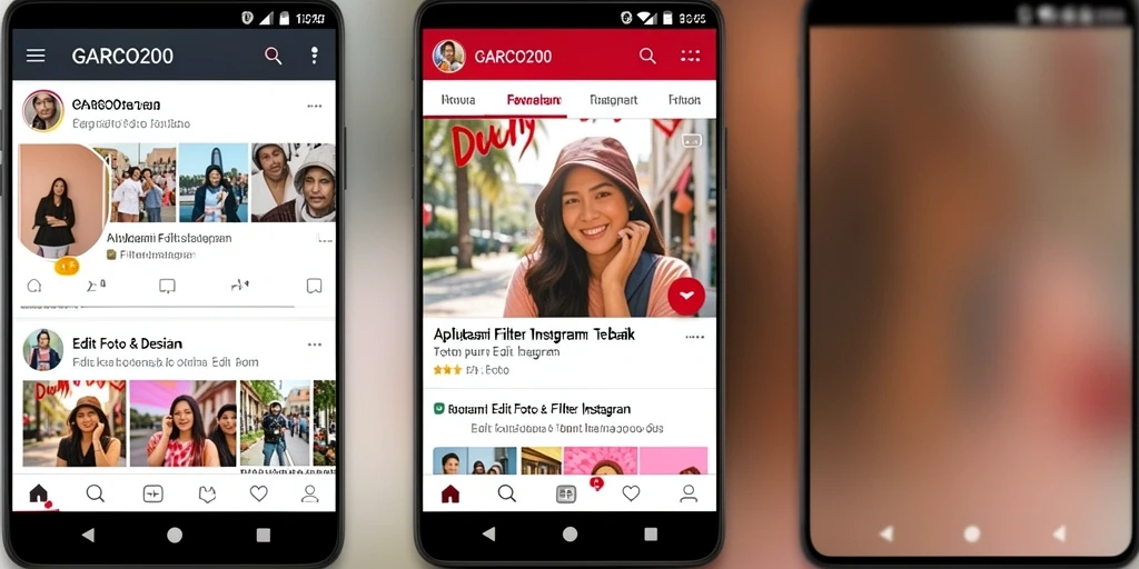 Tampilan antarmuka aplikasi GARCO200 dengan fitur Filter Instagram yang sederhana dan menarik.