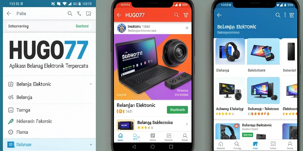 Tampilan antarmuka HUGO77 yang user-friendly untuk belanja elektronik.