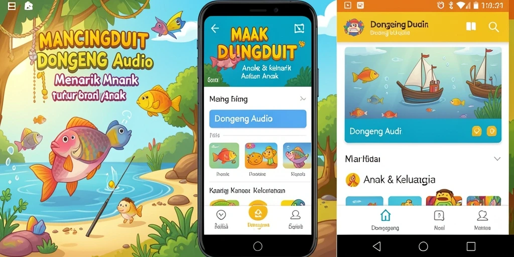 Tampilan antarmuka MANCINGDUIT yang ramah anak dan menarik.